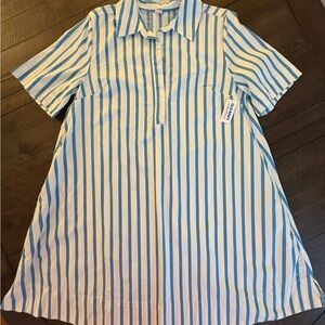 Old Navy Blue & White Striped Shirt Dress – Size Medium – New Without Tags